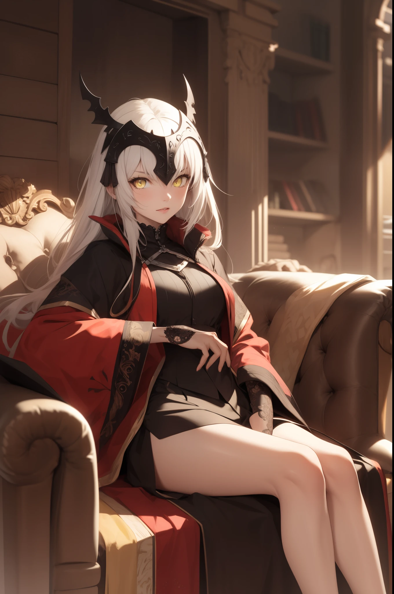 jalter, jalter, white hair, (yellow eyes:1.5), headpiece, ahoge, long hair, very long hair,
BREAK 
BREAK 
BREAK (masterpiece:1.2), best quality, high resolution, unity 8k wallpaper, (illustration:0.8), (beautiful detailed eyes:1.6), extremely detailed face, perfect lighting, extremely detailed CG, (perfect hands, perfect anatomy),