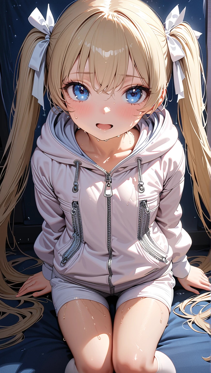 Melhor qualidade, obra de arte,cabelo branco, olhos dourados,Roupas brancas, olhando pra cima, tronco,mecha de cabelo,pele clara,side braids