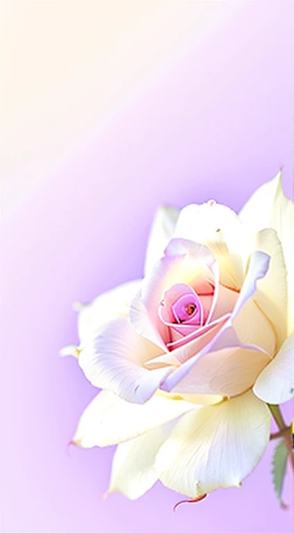  pearlescent rose flowers, Minimalism, pearlescent white background , aesthetically pleasing, White and pink  delicate purple colors, cotton , the sun's rays shine, Drops of dew, Abstract,  iridescent colors 