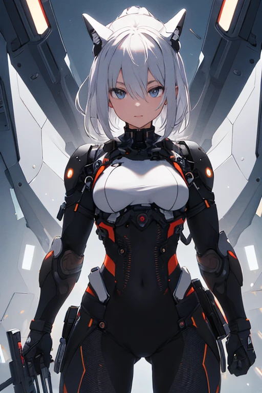 masterpiece, best quality, ultra detailed, 4K, no bad anatomy and fingers, super detailed skin, stylish pose, hands on hips, standing, cyborg beautiful girl, face like a Paris Collection model, asymmetrical bob cut with mesh highlights, wearing dress armor by top designer, flight unit on her back, giant Mars in the background, anime style, ink painting, rough lines, tilted camera to make her look imposing, cinematic, control room in space station, very detailed background, elaborately designed clothes