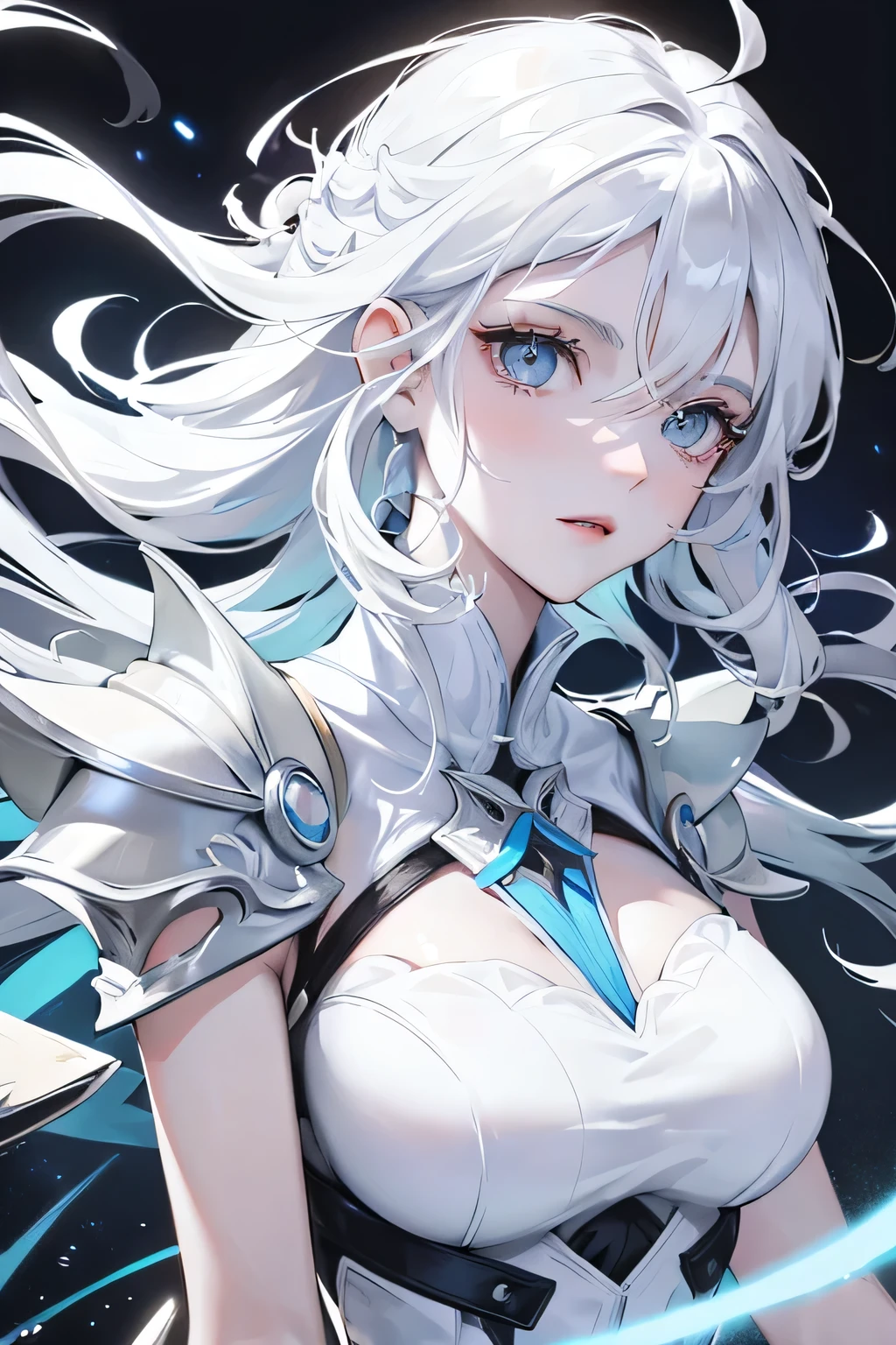Anime girl with long white hair and blue skirt in the snow, White-haired God, White hair floating in the air, Anime Fantasy Illustration, Flowing white hair, beautiful youth, Beautiful fantasy anime, shiny and flowing hair, Ethereal animation, Beautiful anime artwork, Beautiful digital artwork, anime fantasy artwork, ((beautiful fantasy queen)), 2. 5 d cgi anime fantasy artwork