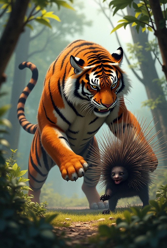 Tiger kills monkey 