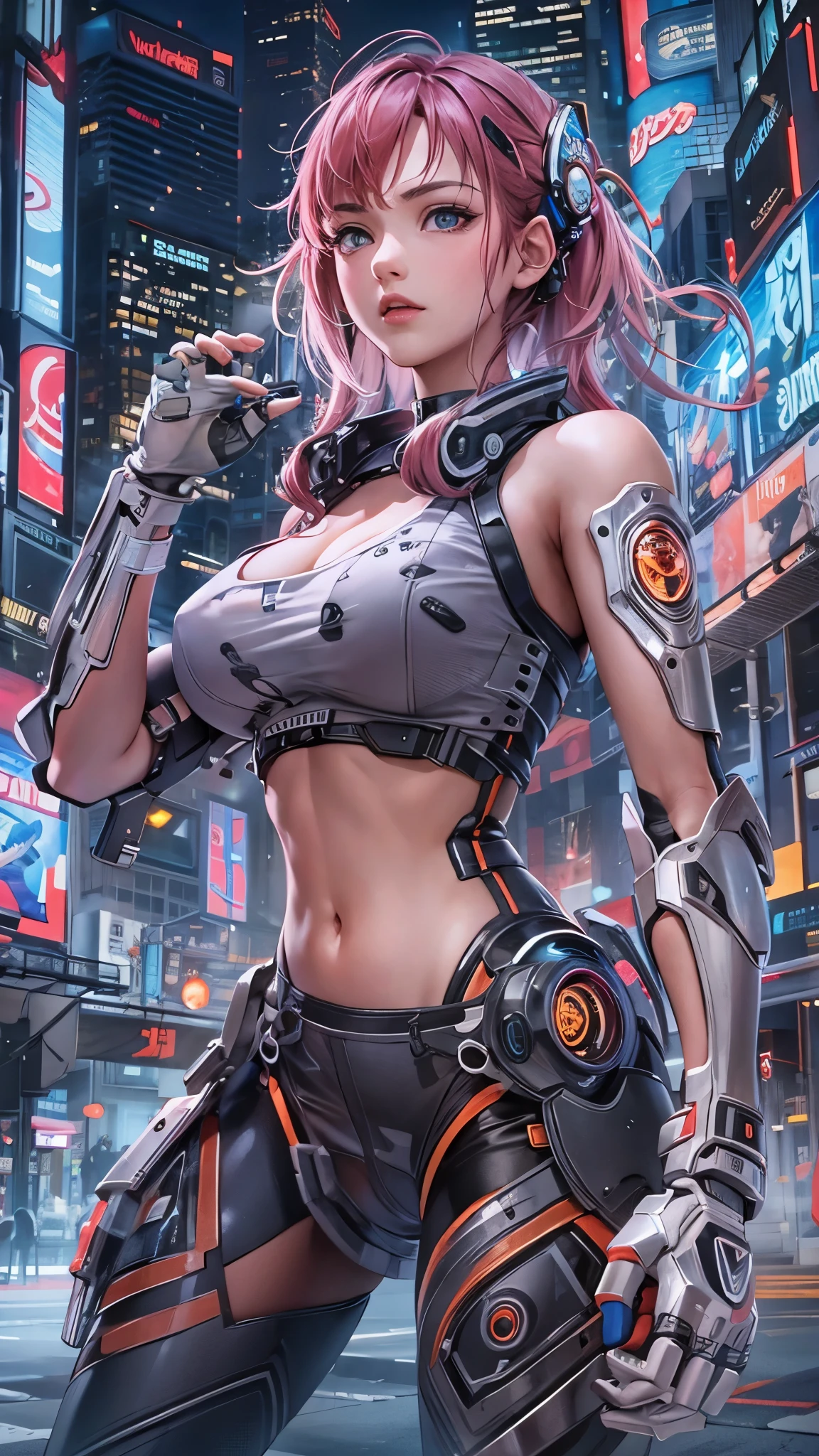 unreal-engine:1.4,hyper HD,Best quality:1.4, Fotorrealista:1.4, skin texture:1.4, tmasterpiece:1.8,Futuristic costume for anime girl posing in city at night, Cyberpunk anime mecha girl, digital art cyberpunk anime, anime cyberpunk art, cyberpunk anime girl, female cyberpunk anime girl, Linda Chika Robot, best anime 4k Konachang wallpapers, an oppai cyberpunk, digitl cyberpunk - anime art, cyberpunk anime art, girl in mecha cyber armor, Perfect cyborg anime woman