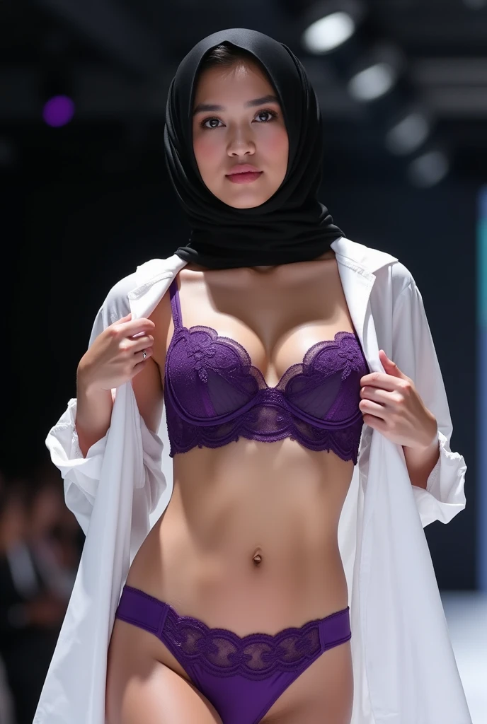 Lace blindfold, ((HIJAB)), ((Flat chest:1.7)), (dynamic photograph of a 58 year old Indonesian woman), (slim top, cotton panties), (straight non curly hair), (highly detailed face:1.4), (vascular muscles and abs:1.3), (background inside light, bright, private gym:1.1), (8k, uhd, dslr, high quality, cinematic lighting, bokeh), (dramatic, award winning photography, incredible masterpiece:1.3), (((sexy sultry stare at camera:0.8))), close up, ((she is ready to dominate you:0.5)), ((beautiful feminine face)) (she is a champion MMA fighter), add_detail:1, ((Wearing strapless pastel)) lace light blue fluorescence , from behind view, seductive pose, straddling ,