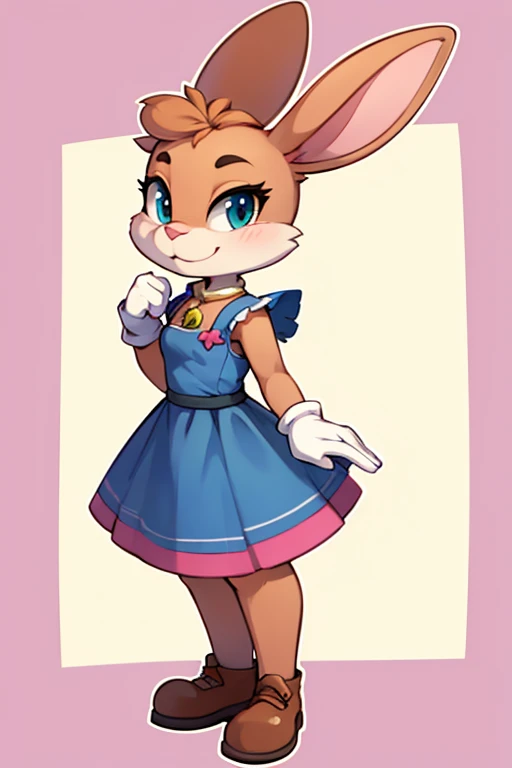 Female furry sara rabbit with Toontown dress tiny toons adventure style 