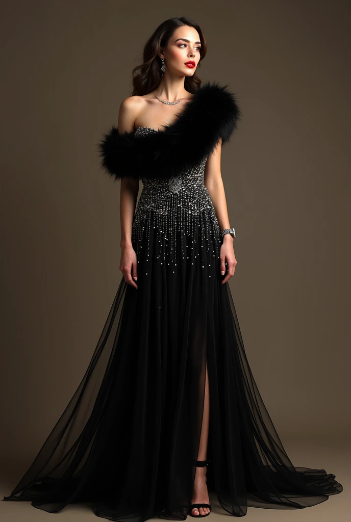 Young muscular Asian woman, wearing a fashion high costure black fluffy dress, closeup aesthetic style

-big big breasts-
