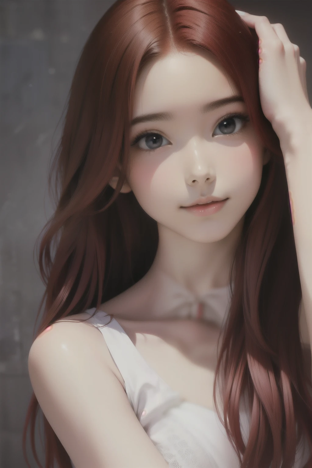 ((Red hair:1.2)),realist,proportional body, perfect body, S148_EmmaWhite,perfect lighting, balanced eyes, (best quality details:1.2),realist,8K High Definition,ultra detailed,High quality texture,intricate details,Detailed texture,finely detailed,high detail,extremely detailed,High quality shadow,detailed beautiful delicate face,detailed beautiful delicate eyes, beautiful 1girl, Alone, dynamic pose, (SMILE:0.3), looking ahead, detailed face, detailed eyes, completely white right eye,Wanwan,