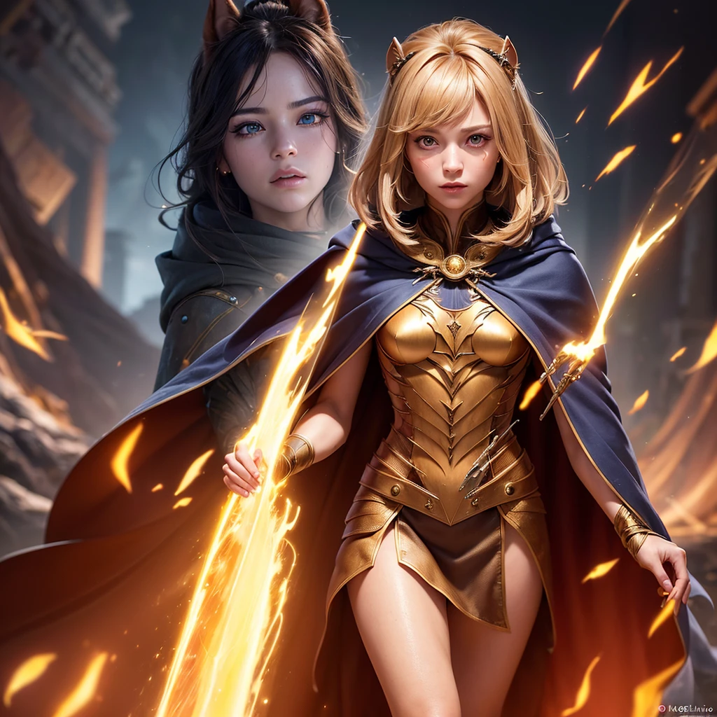 araffes with a lion and a sword in a field, zenescope, cory chase as an atlantean, artgerm comic, as seen on artgerm, artgerm julie bell beeple, artgerm and warren louw, artgerm style, aly fell and artgerm, extremely detailed artgerm, artgerm detailed,