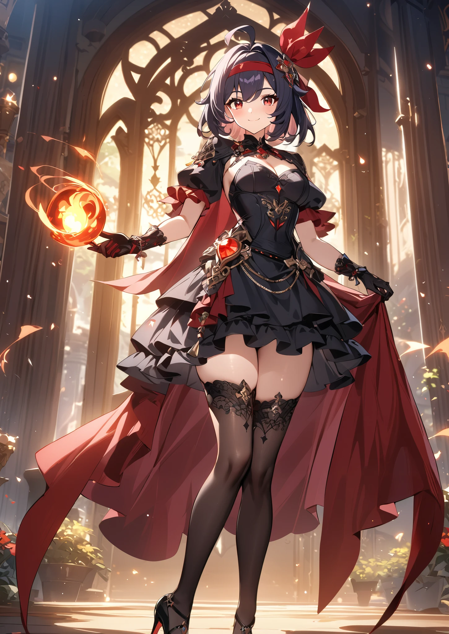 ((Final Fantasy (Yuna), (young girl, 18 years old, full body,see body, dark hair, light skin, scarlet lips, smile; black, expressive playful eyes, long eyelashes)). (style, very beautiful young girl)). ((High quality, masterpiece))