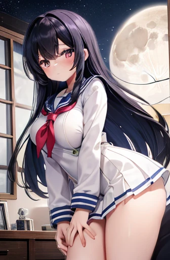 cute little、Amazing beautiful girl, Anime style, 、、on the bed、A dark-haired、Straight hair、Glamour、Colossal tits、de pele branca、wide-open legs、Very embarrassing、red blush。 Best Quality , Textured skin、 high details, High quality,Semi-long hair、No shoes,I can see the belly button、nudde、fullnude,pubick hair、Black short socks、Pubic area、 hair,Open the crotch,、Tsurime,Troubled face、Anime-style eyes,Anime-style nose,Anime-style mouth、lie on one's side、Turn your pubic area towards me、Tears,eye glasses、Sailor Suit Jacket,There are highlights in the eyes、The pubic area is open、I want you to lick my pubic area、I want you to smell my pubic area.Liquid overflows from the pubic area、