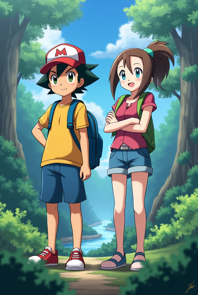 Tracey, solo, smile, shirt, 1boy, closed mouth, upper body, male focus, outdoors, sky, cloud, black eyes, green shirt, anime coloring pokemovies, sugimori ken, ken sugimori ken \(style\), masterpiece, 8k, best quality, happy, smile, anime screencap, zoom out, landscape, sea, daytime, sunlight, concept art, anime background,