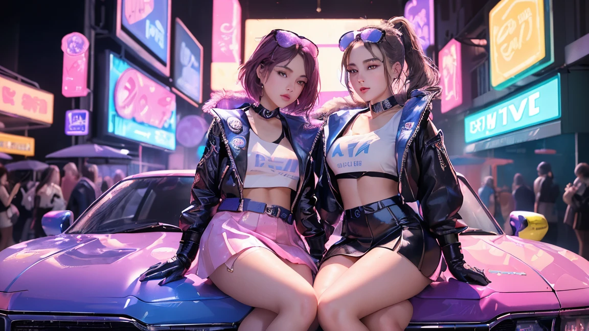 2girls in underwear are standing in a city street, style artgerm, artgerm style, extremely detailed artgerm, style of artgerm, in style of artgerm, as seen on artgerm, range murata and artgerm, ! dream artgerm, in the style artgerm, ig model | artgerm, powerpuff girls