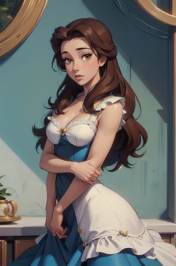 ((ultra detailed, masterpiece, best quality))
 DisneyBelle, 1girl, solo, brown hair, brown eyes, long hair