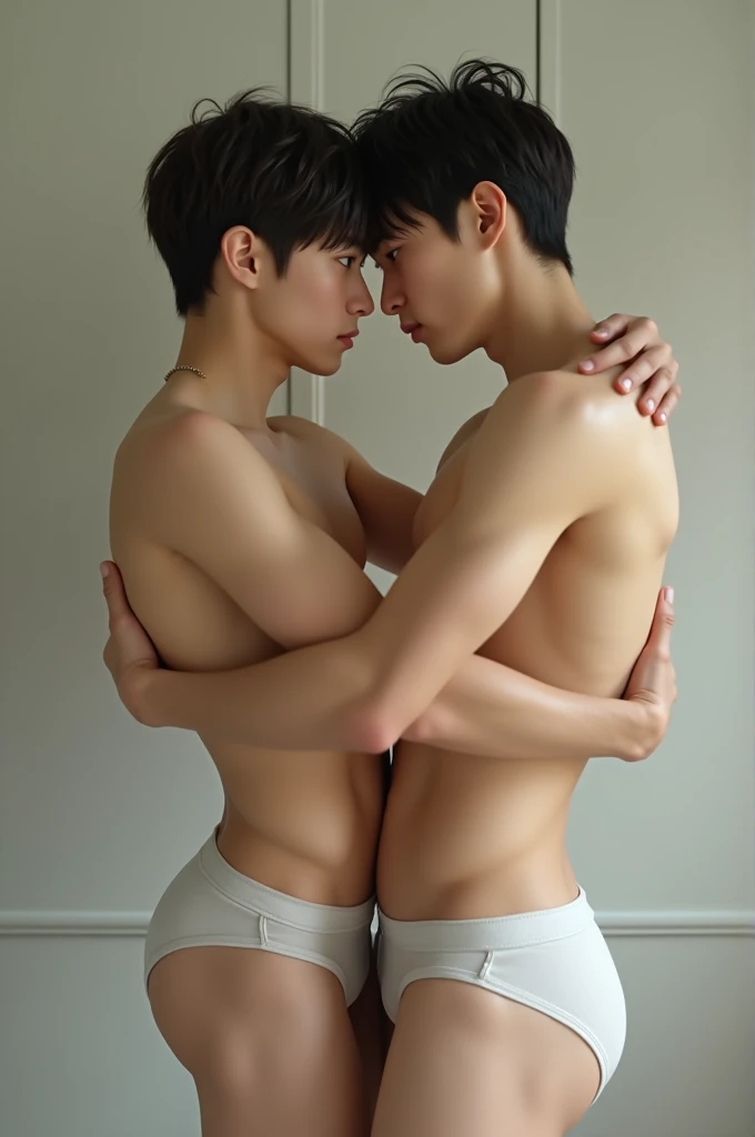 Obese Asian men kissing，Completely naked，Gay