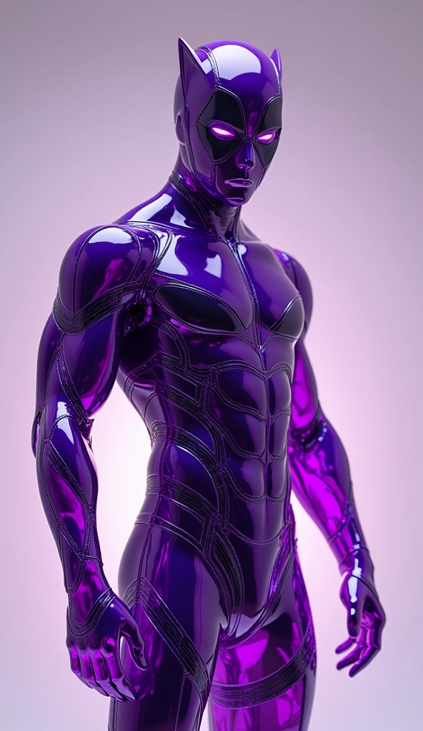 Quarter body photorealistic shots handsome hunky fractal masculine Teen titans cosmic boy.. wearing a purple amethyst transparent crystal chrome glass super suit , look at camera, detailed face parts,, studio as background, Freestyle Pose, Happy Expression, perfect anatomy, symmetric body,, 18 years old, :: high detail, a lean athletic body, realistic, human skin, extremely detailed fingers, chad chin,, masculine, human skin, (eyes contact), gorgeous, Attractive. super bulges in action
