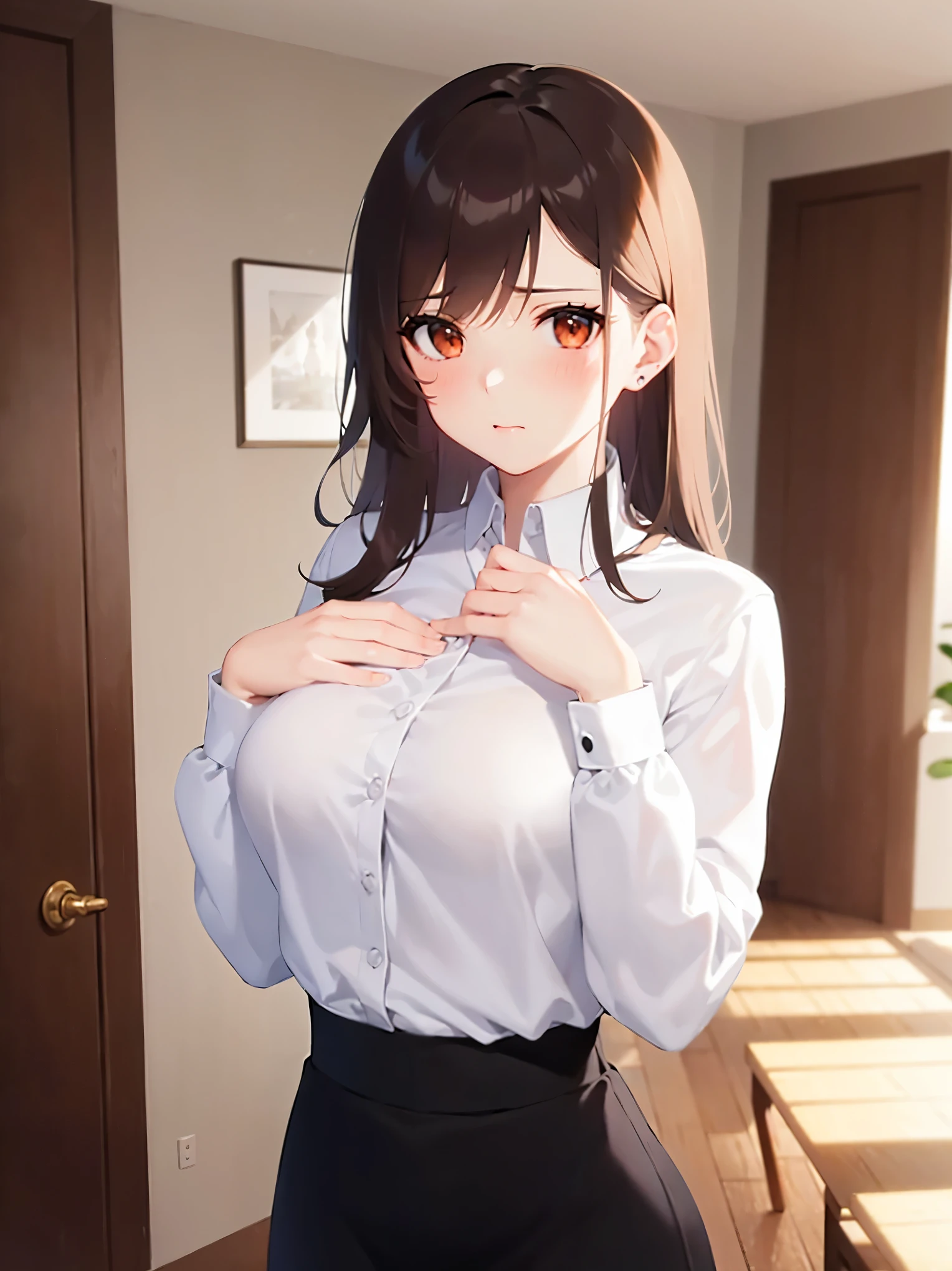 (office lady, White shirt, small pant, Best:1.2), beauty、20-year-old、masterpiece、highest quality、(8k, High resolution:1.1), Detailed beautiful face、Detailed eyes、(embarrassed:1.4), blush, (Front opening of the shirt, Showing off your bra:1.1), (Embrace your chest), (pussy juice), camel toe, กางเกงในสีขาว, นั่งยอง กางขาเล็กน้อย, เปียก, นั่งกลางสายฝน,
