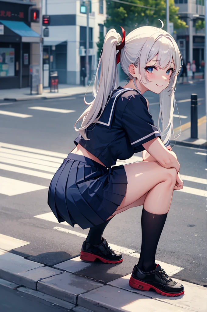 (Masterpiece: 1. 2), (Top quality: 1. 2), Anime girl, 1, 6 years old, Fashionable ribbon, red intricate and detailed eyes, white female blouse, brand grey blazer, small red ribbon on chest, super young and cute kindergarten girl, kindergarten , priss skirt, black tights, details Fine tights, full body, young girl looking back from the side, front view, alone, bruised and super cute, thighs open left and right, erotic pitch kindergarten ,
Background is sitting on the playground equipment in the park, legs open and looking at you, colourful background, beautiful shading effect, bewitching character poses like a scene from a movie.