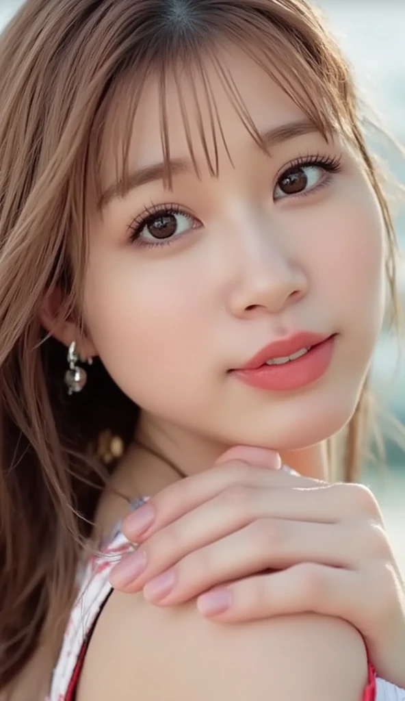 (RAW photo, best quality), (realistic, photo-realistic:1.4), masterpiece, an extremely delicate and beautiful, extremely detailed, 2k wallpaper, Amazing, finely detail, extremely detailed CG unity 8k wallpaper, ultra-detailed,  highres icon, soft light, beautiful detailed girl, extremely detailed eyes and face, beautiful detailed nose, beautiful detailed eyes,cinematic lighting,perfect anatomy,slender body,whole body(Huge breasts,hanging breasts,gigantic breasts,long breasts,brest apart,sagging breasts):1.25),( micro bikini),Groin joint,(hands up,put hands behind head):1.3),( long hair, Long Straight Hair):1.15) Japanese woman 、 micro bikini,(sea, sandy beach,blue sky,Clear skies):1.25),micro_Bikini、Shooting from below:1.4