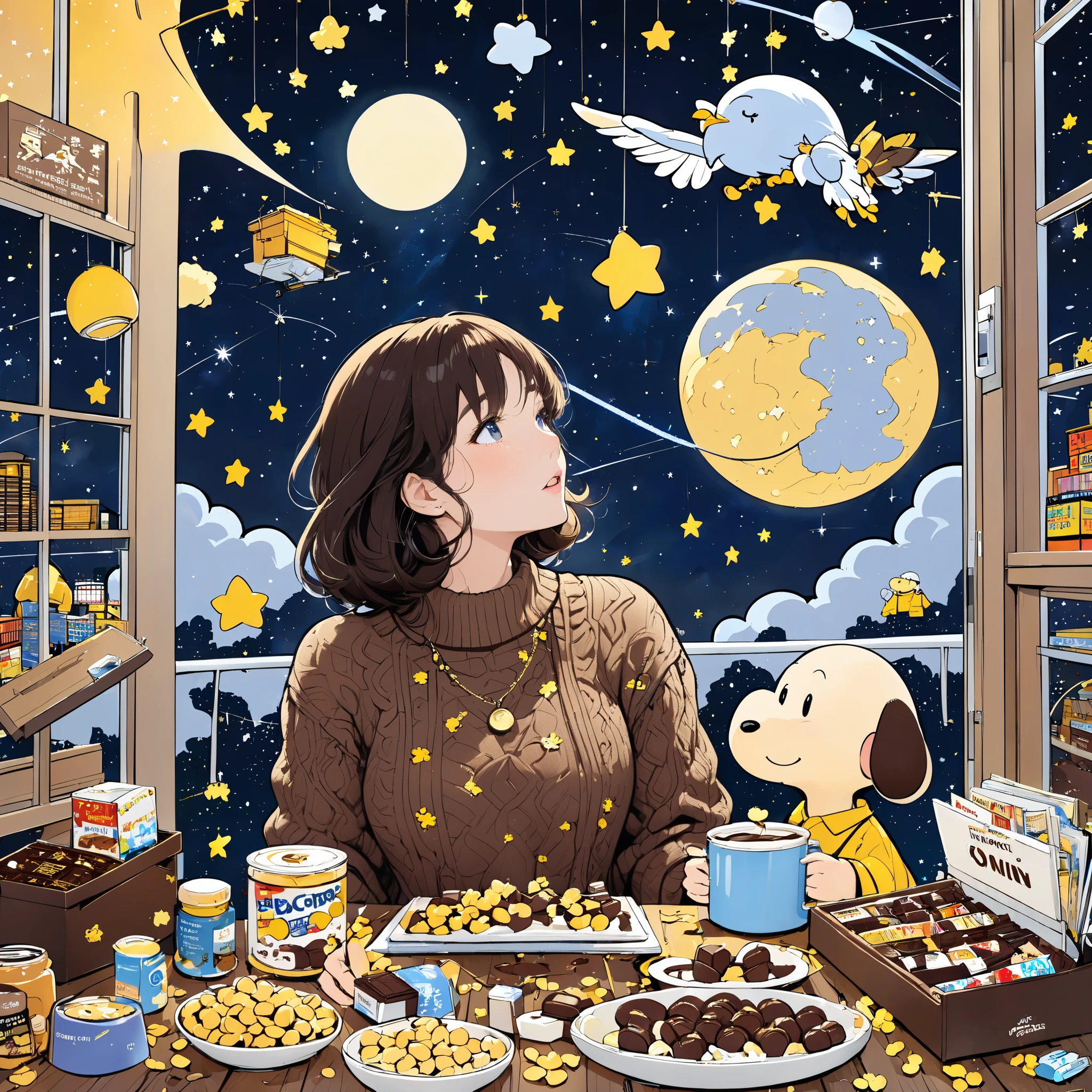 Sky, IT, peanuts, Lady in knit sweater, She gets into your mind, Join, chocolate, starlight, entrepreneur, eagle, roop, Ponte, Media, Stars in the sky and the moon, Lab