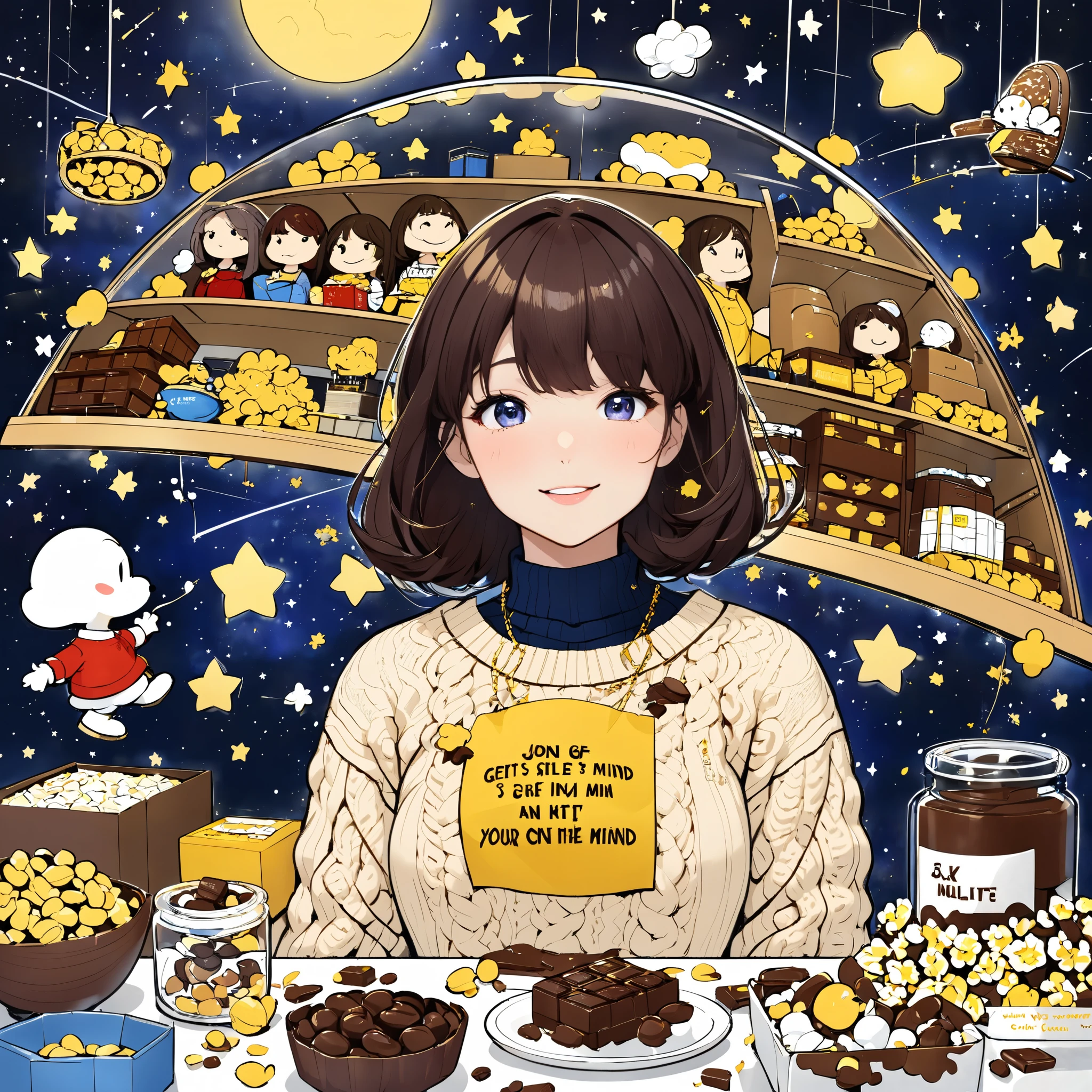 Sky, IT, peanuts, Lady in knit sweater, She gets into your mind, Join, chocolate, starlight, entrepreneur, eagle, roop, Ponte, Media, Stars in the sky and the moon, Lab