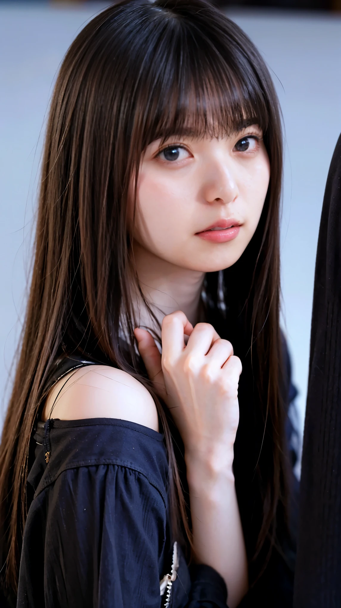 japanese girl,30 old,(bangs,long hair ),highly detailed eyes, (white skin:1.1,heavy makeup), highest quality, Super detailed