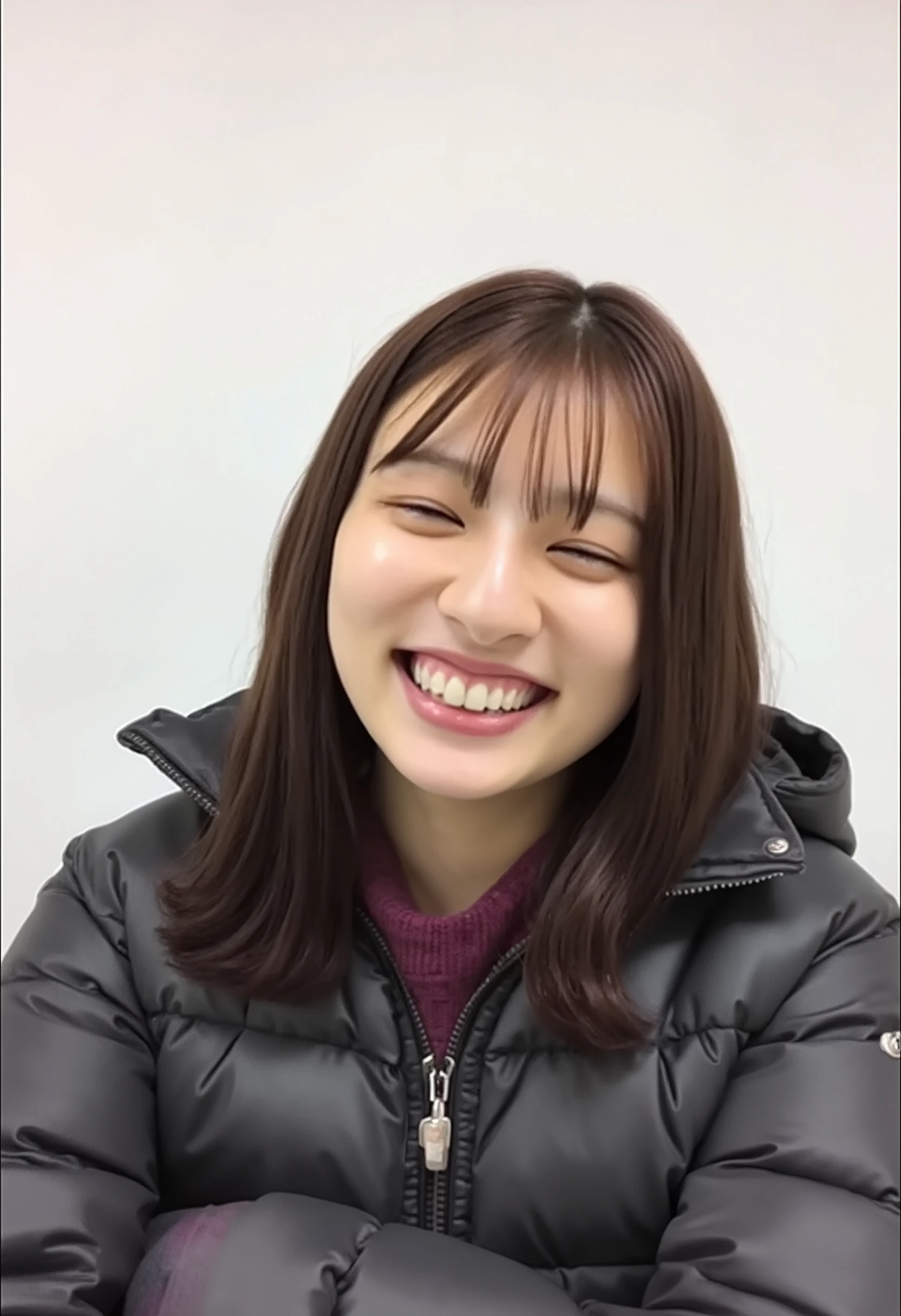 Highest quality,Japanese Idols, Short Bob Hair、bangs、Award-winning photo, Very detailed, Edge Orgasm, Face Focus, (Woman with open mouth and closed eyes ), Age 30、Black Hair、 News anchor、Glowing Skin,From below、Realistic nostrils、Browsing Caution,Shortcuts、Big Breasts、Vibrator prank in public, 公共の場でのBig Breasts女性, She leaned back., (She closed her eyes), she yawns, She wants you to stop using vibrators