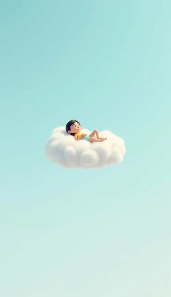 3D baby sleeping in clouds in diaper