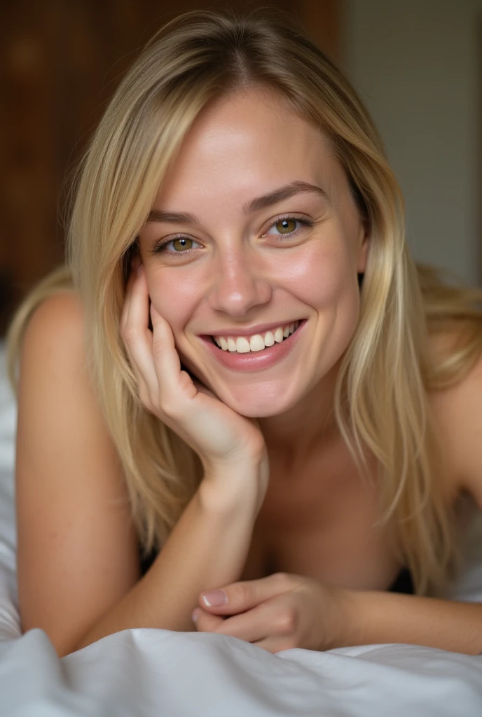 Margot Robbie close-up at home standing barefoot