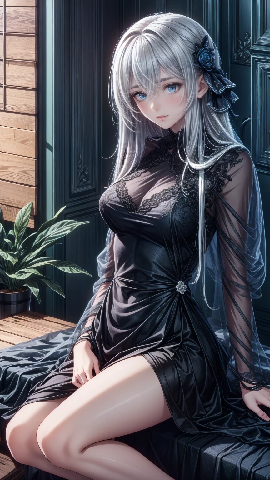 photorealistic,Realistic illustration in Modelshoot style,((masterpiece)),((The best quality)),((Ultra Quality)),((ultra detailed)),((1girl long white hair)),((Only)),((waifu:1.5)),Perfect anatomy,perfect hands,beautiful cuerpo,beautiful_method,ulzzang-6500-v1,e-chica,((Exceptionally Beauty Waifu Princess Tifa Lockhart))Actual photo、Highest im年 quality、Beautiful woman、Beautiful thighs、Beautiful Face、Uniform Ponytail、Yuriko Yoshitaka、Japanese women、pretty girl、skirt、Beautiful thighs、pumps、Sit on a chair、(front:1.6)、(Open your knees:1.4)、Panty shot、,((bright-pink_eyes)),long wavy hair, ((white hair)),hair clips,eyeliner,cute makeup,lipstick,Glossy lipstick,with a look of terror, worry and sadness,((eyes detallados perfectos)),rainy with fog outside,evening,pink theme,bioluminiscencia,light particles,((Extremely CG Unity 8K Wallpaper)),((cinematic lighting,Best quality lights)),intricate details,Suave,sharp focus,Extremely beautiful and aesthetic,Octane rendering,Full length portrait,damp skin,((Perfect detailed body)),