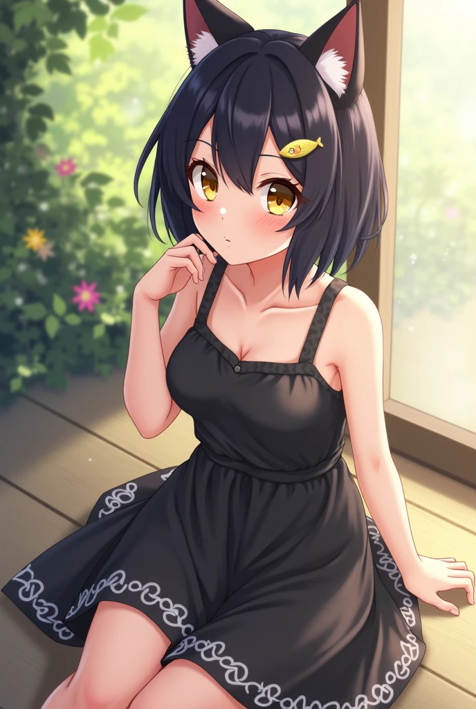 (Masterpiece, Best-quality, RAW-photo, Ultra-High-Resolution, Photorealistic, Very realistic human skin, Perfect and detailed human fingers, Sense of reality, Anatomically correct, NSFW), 
(Thin waist and busty style body, Cleavage, teat, 17-years-old, Realistic Japanese girl, short height, turn the body forward, Angle from below), 
(Countries, Round face, Black hair, Black eyes, Moist and Mellow eyes, Short bob cut, bangs, Down-slating eyebrows, one little earring), 
(smile, See photographer, look at viewer:1.2), 
Natural lighting, shorts, No panties,No bra 
(just the two of us)
perspective from above、Pleated skirt、mini skirt、Off-the-shoulder dress、Love juice