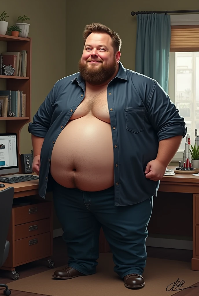 Chubby old dad with big bulge