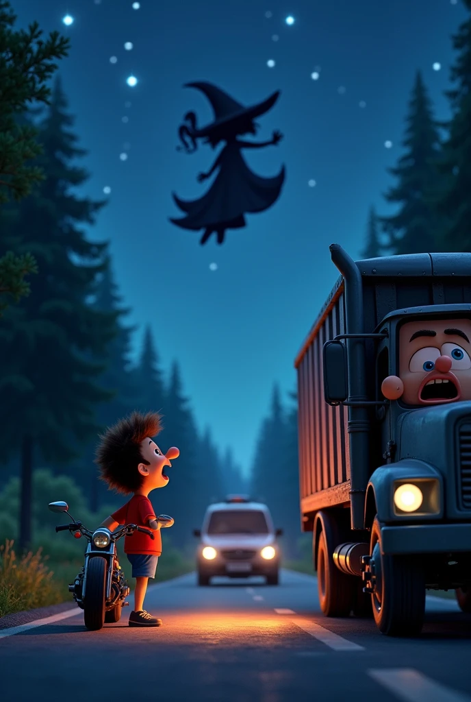 a dark evil shadow staring into a little boy's face as he waits in line at an amusement park, nightmare 