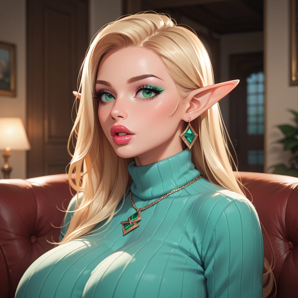elf woman, blond, huge breasts, bra, revealing, breast expansion