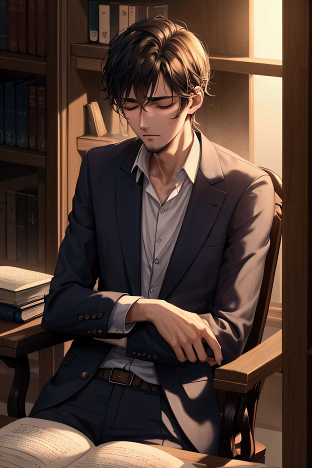 smart boy student is reading book at night, handsome, attitude boy, black hair,4k