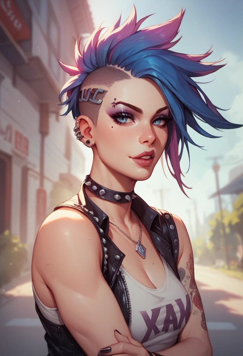 score_9, score_8_up, score_7_up, score_6_up, score_5_up, score_4_up, source_anime, solo gorgeous female, portrait shot, detailed big anime eyes, seductive beautiful punk woman, sexy female, hentai