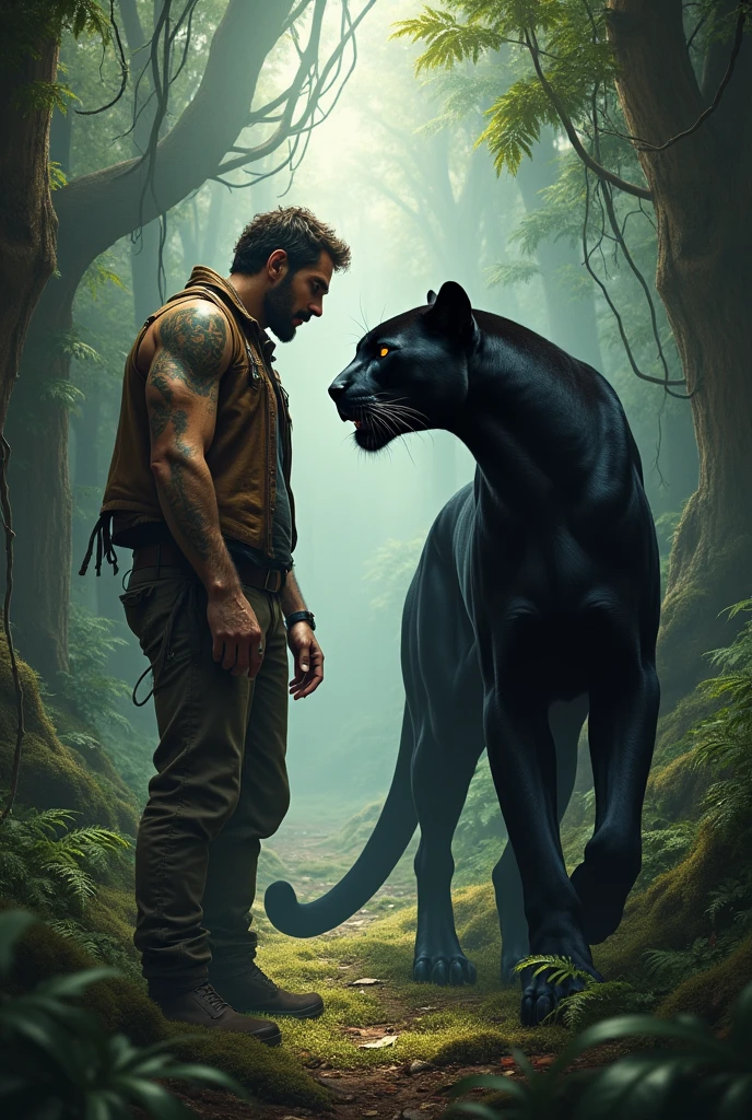 Man with panther