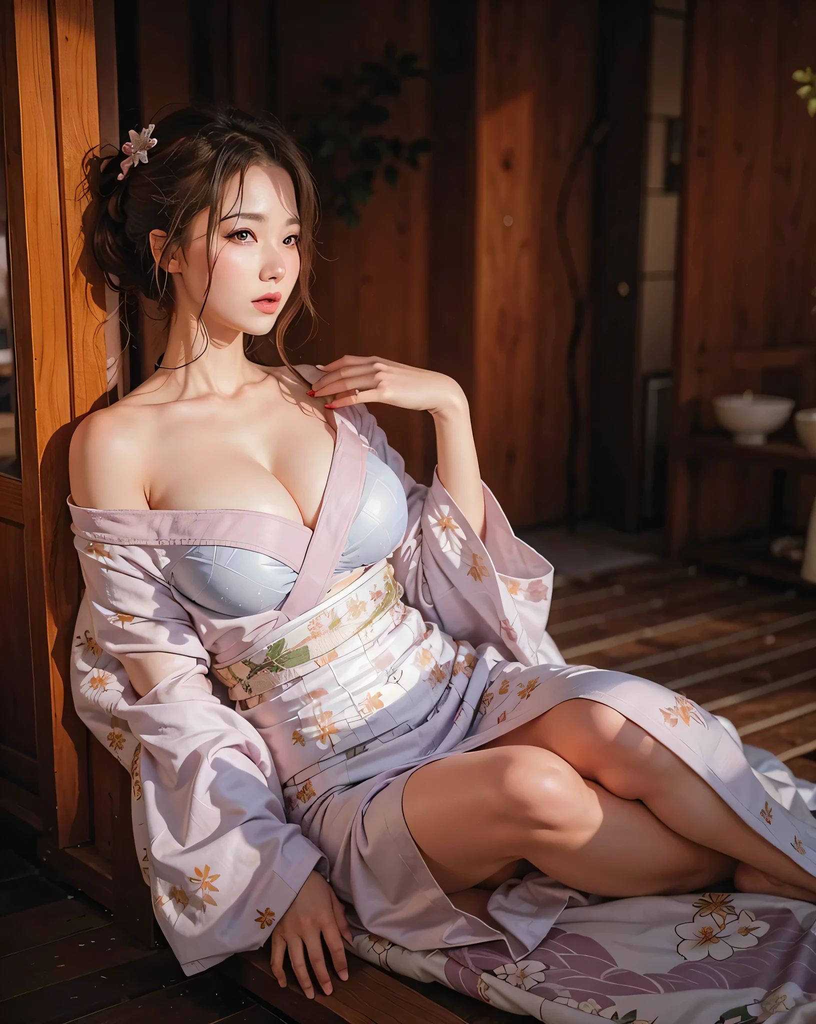  beautiful woman in a kimono,  sexy beautiful big boobs , beautiful boobs ,  beautiful big boobs .