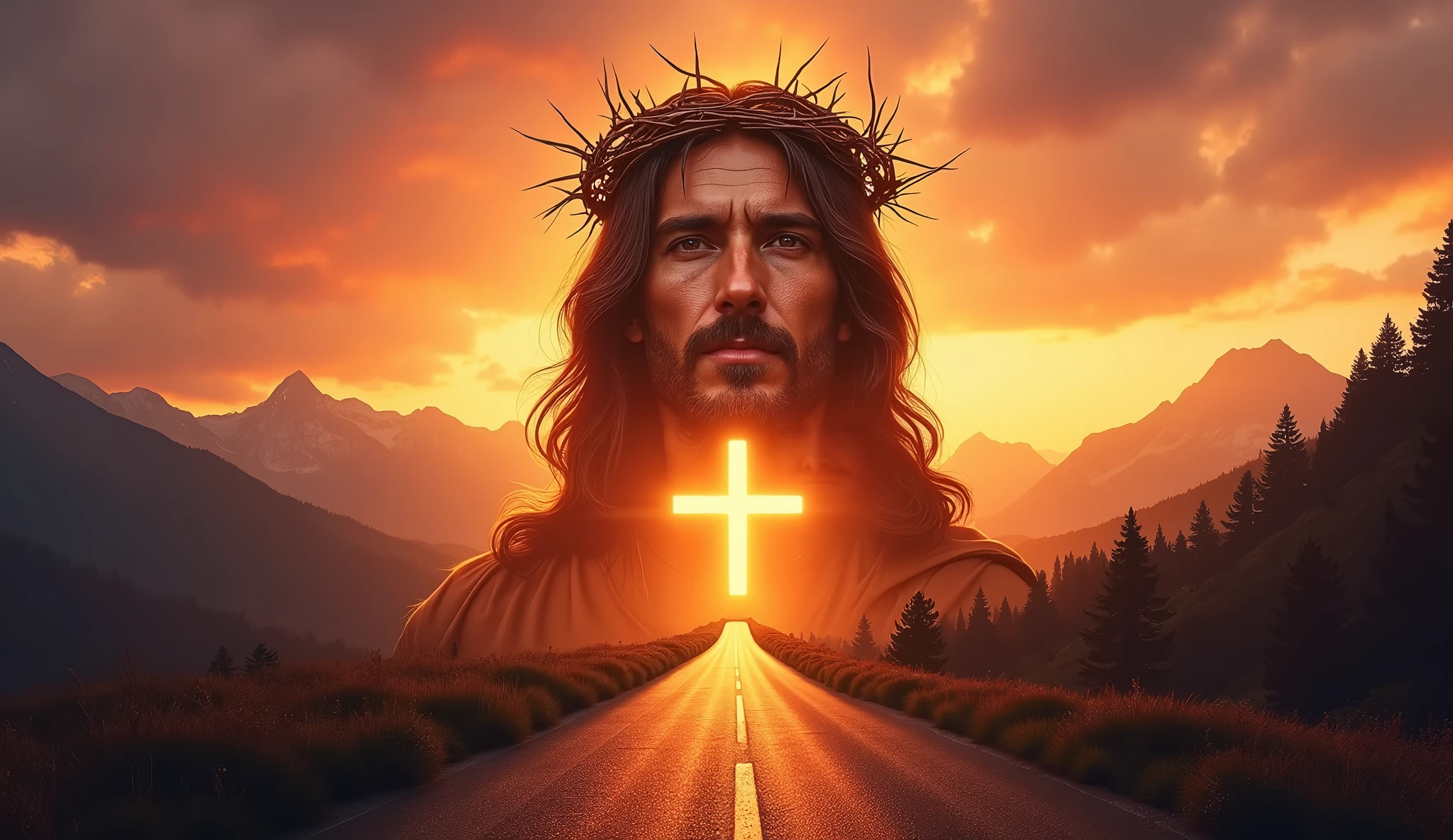 Arafed image of a man with a crown of thorns on his head - SeaArt AI