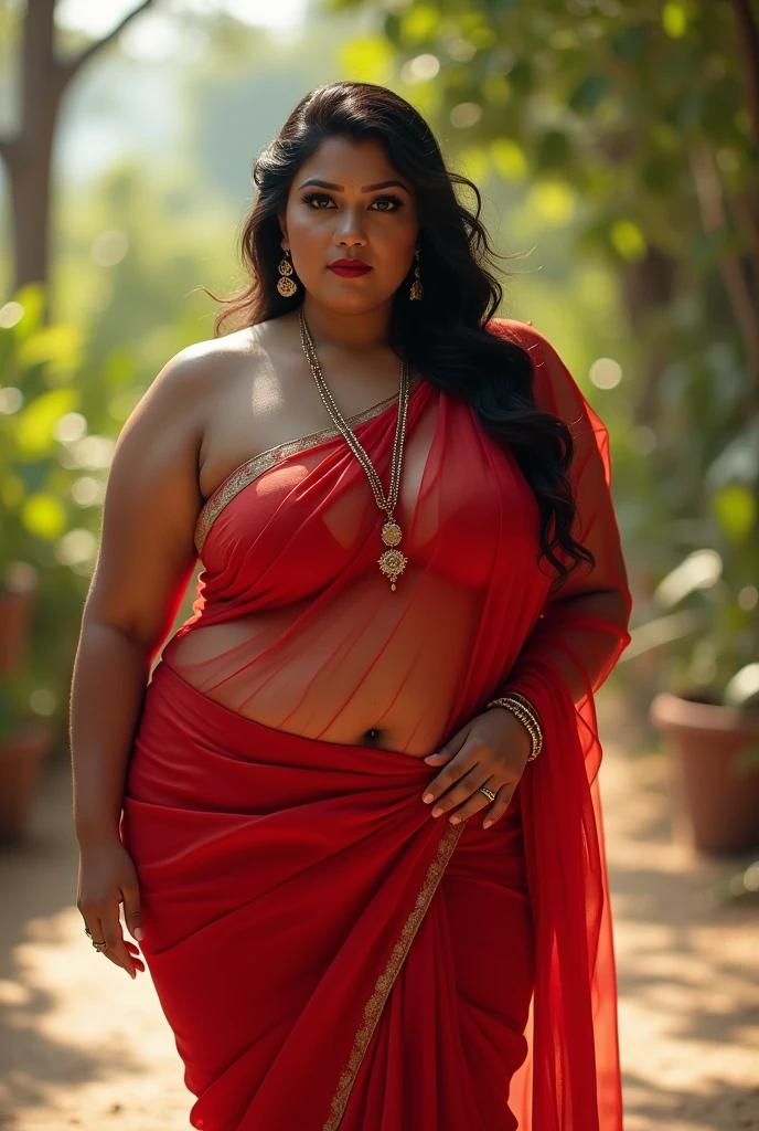 Indian sexy WOMEN WEARING saree , ancient sex goddess , perfect figure , big boobies , showing her round belly button , sexy deep navel , curvy waist , thick legs , slutty makeup , dark eyeliner , HOT red lips , long hairs , earrings , shinny ornaments , necklace , 8k resolution , photorealistic , ultra realistic , HD Quality , photography , long shot , full body photograph , cinematic lighting , daylight , Hasselblad photography , ARRI Photography , details , extreme details , little details , ultra sharp photo , perfect picture , fine details , HQ ,