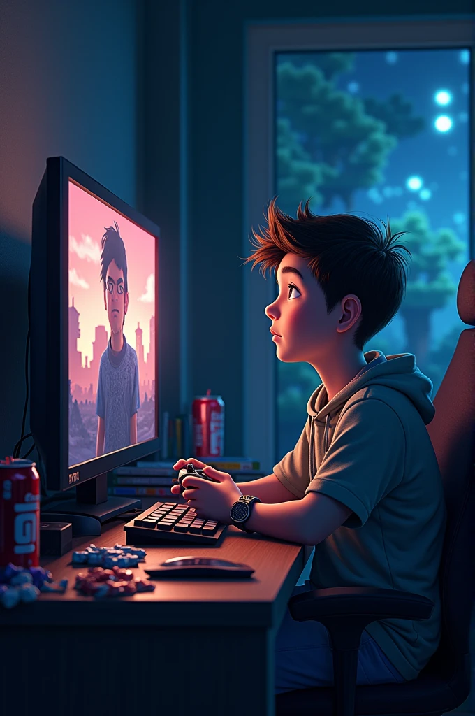 Boy plays dota 2