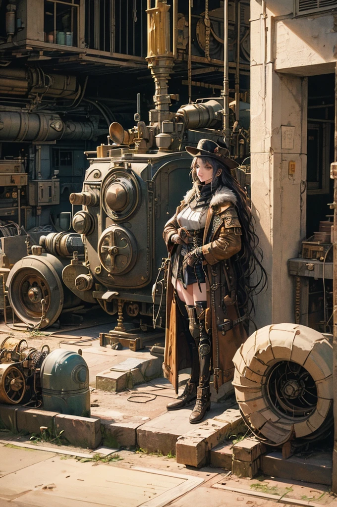 (((fullbody,Ropa steampunk, Estilo steampunk, pies descalzos, pies perfectos,Postura del pies,))),(((areola rosada, gigantic ass, big hips, areola gigante, areola sobresaliendo, pose de culo, pose de espalda, culo grande, ))),(escote, cameltoe marcado),(absurdo, High resolution, ultra detallado), 1 mujer, extremadamente detallado, 8k, Detalles intricados, fondo detallado, engranajes, Armadura Steampunk, engranajes, vapor, Epic atmosphere,