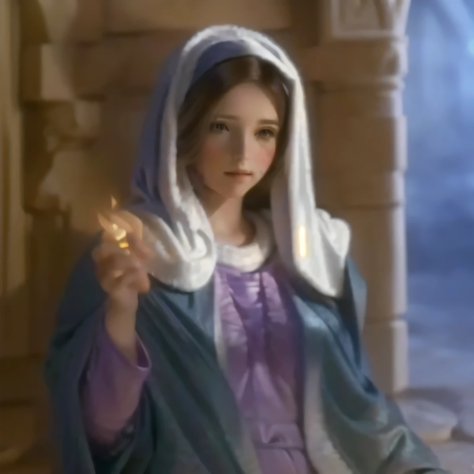 virgin mary, biblical image, portrait of virgin mary beautiful detailed lighting, warm glowing light, christmas nativity, realistic, (best quality,4k,8k,highres,masterpiece:1.2),cinematic lighting,dramatic lighting, (cinematic:1.2), cute