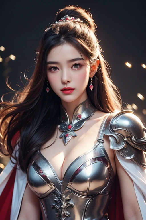 High-quality work,Realistic works,Super premium graphics,8K HD CG works,high quality graphics,High-definition and exquisite CG works,10x pixels,Ultra-fine details:1.1,Advanced technical details:1.1Realistic photo effects,Interior lighting effects:1.5,natural soft light:1.5. Light effect(Virtual light effects:1.8),Ultra-high resolution,shining dress,sliver long hair,silber hair,transparenthair,high detailed hair(Quality hair details:1.1)Clear eyes,Double eyelids look good,Sharp eye makeup, Create exquisite eyelash makeup, tthin eyebrows, Ultra-detailed eyes,a tall nose, lovely red lips, rosey cheeks, With delicate makeup on her face , pretty face, The face shape is perfectly proportioned,(Advanced facial details:1.1)1girl, solo, long hair, photorealistic, (finely detailed beautiful eyes: 1.2),open clothes, glowing eyes, shiny hair, lustrous skin,((1 life-like robot)), metal construction, wires and cables, (glowing eyes), (mechanical arms), science fiction,(large mecha arm),cowboy shot, energy tank,,Women's artwork,Dress full body video,Reality,Amazing Cleavage,My eyes are very bright today