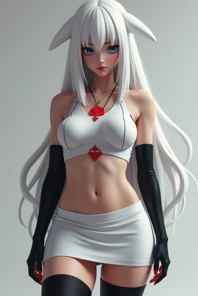 full body standing symmetrical barefeet ((black skin elf girl))), (((red ruby eyes))), (((long white hair))), (((breasts:1.2))), (((solo))), shackles on legs and arms together