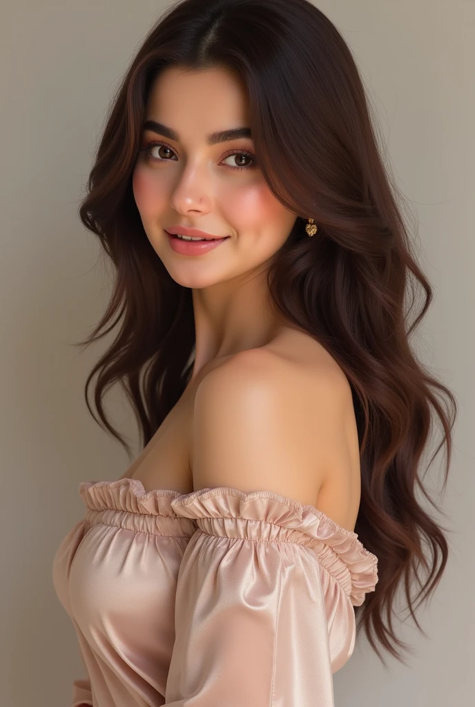 hania amir in tanktop , 20 years old , cute face , big eyes , big eyeball , pretty face , 
Pretty face , half pose , hot body , big hugs breasts , white skin , satin top , 