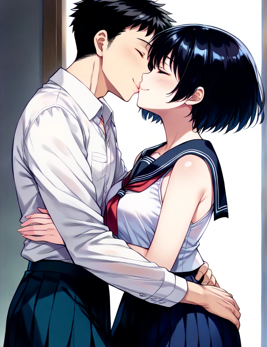 score_9, score_8_up, score_7_up, source_anime, 1boy, dominant white male, male, smug, muscular light skinned male, sexy, nude, sitting on loveseat, indoors,  horny,twink, lean, twink boy, yumejoshi, femporn,  black_haired female, goth, gothic, short_hair, looking at viewer, crop top, skirt, thighhighs, black clotges, goth girl, ikuchan, solo, clothed, gyaru fashion, cum on stomach, short black hair female, BLONDE BOY, BLONDE MALE, BREAK, ((1girl)), couple, pussy eating, cuninlingus, licking pussy,  eating pussy,  creampie, cum in pussy, pussy, vagina, female, female on male, Heterosexual, breasts, ikuchan, matoi rykou, ntr, netorare, cuckolding, ((femdom)), hand over head