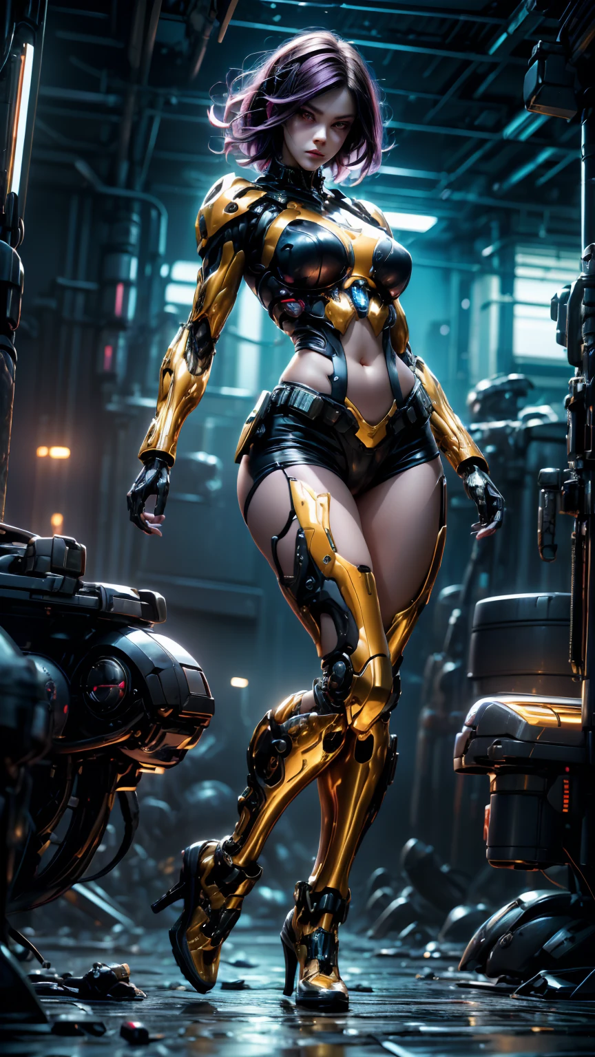 very big tits ((Masterpiece, The best quality)), illustration, 8K ultra detailed, realist, clear focus, Highly detailed, Pro Lighting, colorful details, Rainbow Color BREAK, Factory Long Rise, large mechanical robot structure, microchip, computer, ((glow)), intricate details, shitu-mecha, 1girl, mecha, belly button, color image, (Cyberpunk), (yellow hair: 1.2) big tits very sexy very big tits extremely big tits big cameltoe cameltoe cameltoe big tits cameltoe big,red hair,yellowhair,red