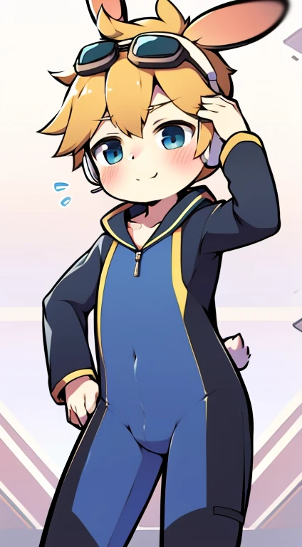 2D Shonen Shota,One-piece suit,Slim, healthy body,Put the headphones on your head,stand up,goggles,Rabbit ears,Happy,Sailor collar,boots