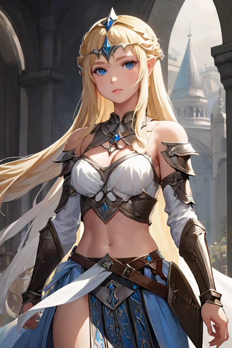 masterpiece, best quality, mythical princess Hylia, holy Knight, armor,