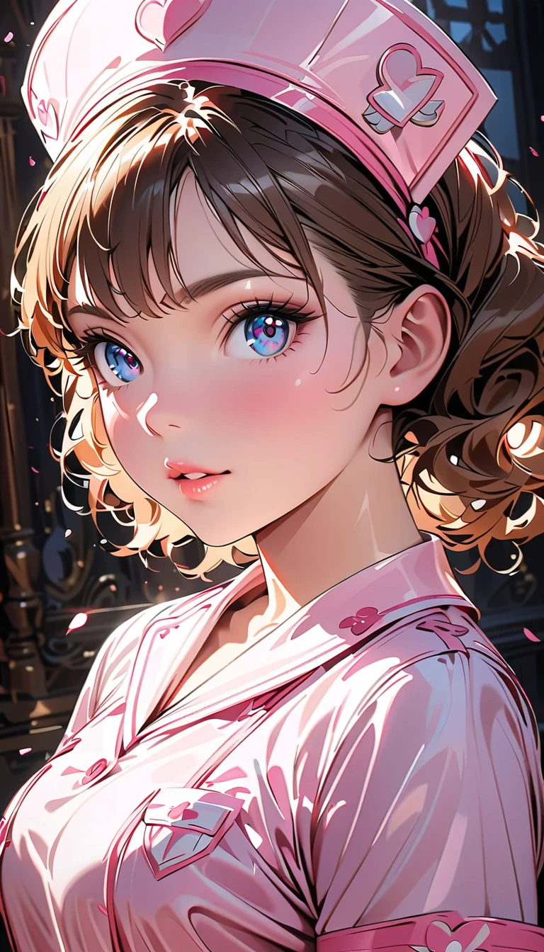 cute nurse in a mischievous pose, beautiful detailed eyes, beautiful detailed lips, extremely detailed eyes and face, long eyelashes, nurse uniform, mischievous expression, intricate details, warm lighting, soft colors, cinematic composition, masterpiece, 8k, high quality, photorealistic